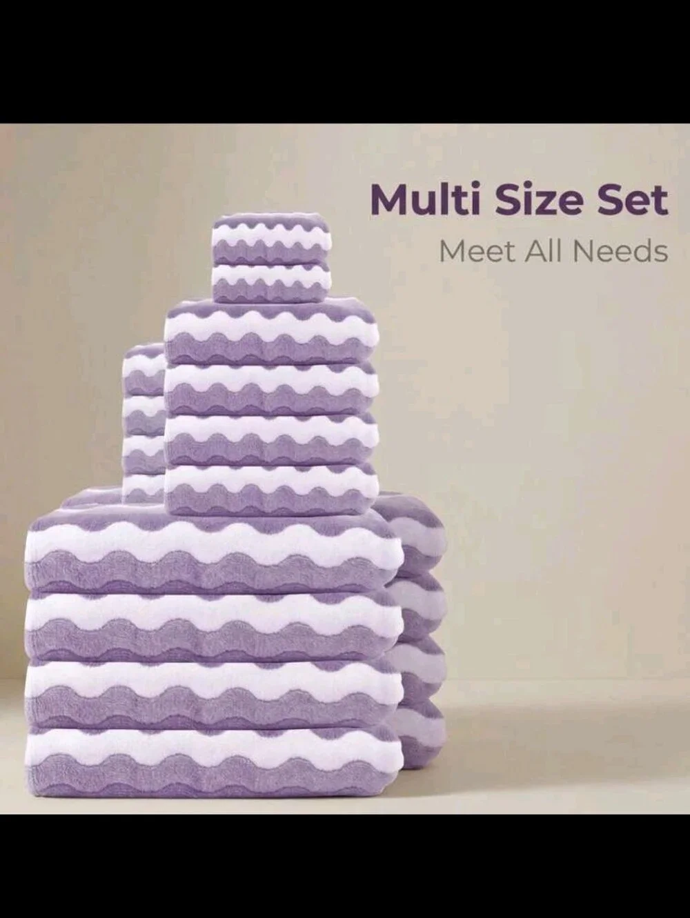 Striped Purple and White Bath Towel Set 16 Pcs SUPER ABSORBENT